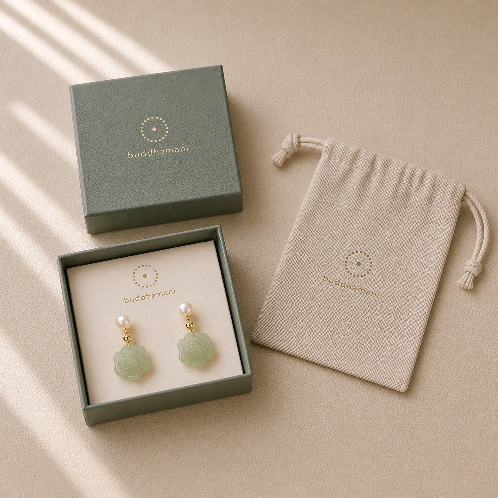 925 Sterling Silver Plated Gold Jade Rose Flower Cyan Jade Pearl Luck Earrings featuring Silver, Jade, Cyan Jade