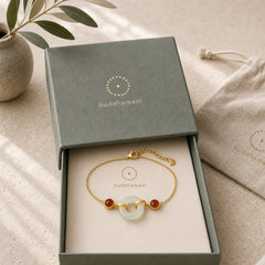 925 Sterling Silver Plated Gold Natural Hetian Jade Peace Buckle Red Agate Luck Bracelet featuring Silver, Jade, Peace Buckle