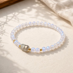 925 Sterling Silver Plated Gold Natural Moonstone PiXiu Healing Bracelet featuring Silver, Moonstone, Pixiu
