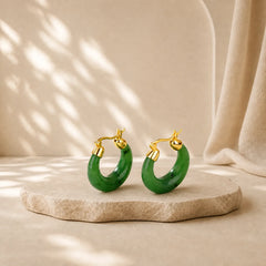 925 Sterling Silver Plated Gold Natural Round Hetian Cyan Jade Luck Drop Earrings featuring Silver, Cyan Jade, Jade