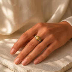 925 Sterling Silver Plated Gold Skeleton Balance Adjustable Ring featuring Silver