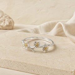 925 Sterling Silver Plum Bossom Calm Ring featuring Silver, Butterfly