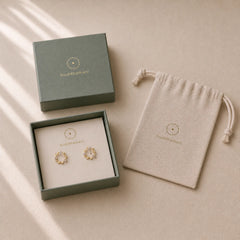 925 Sterling Silver Posts Copper Metal Tiny Wreath Stud Blessing Flower Earrings featuring Silver, Copper