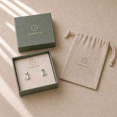 925 Sterling Silver Posts Cute Cat Kitten Blessing Stud Earrings featuring Silver