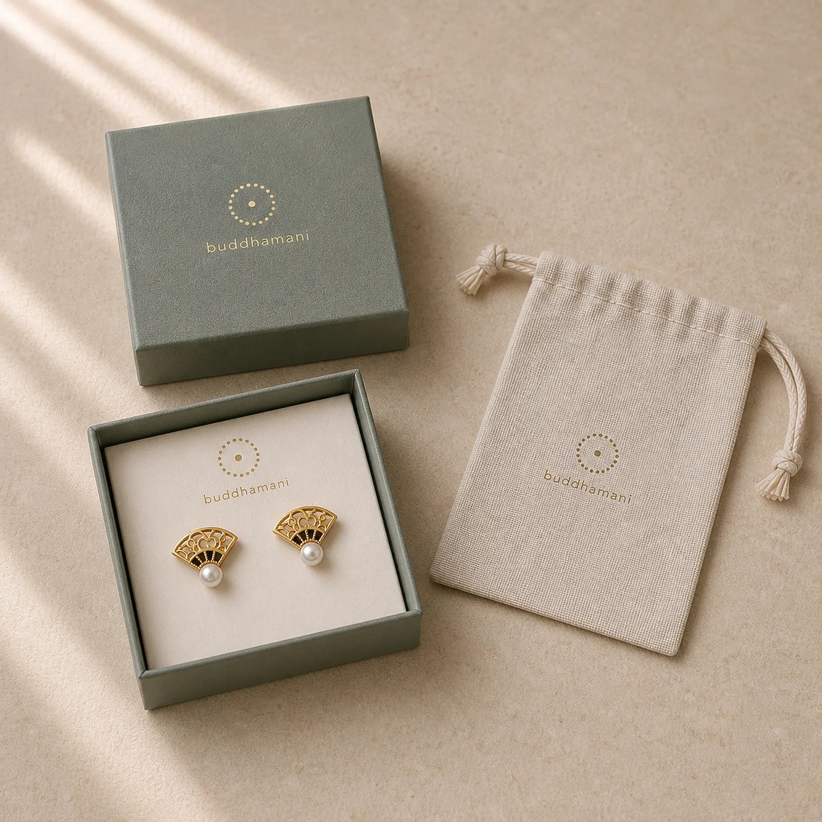 925 Sterling Silver Posts Fan Pattern Pearl Copper Wisdom Stud Drop Earrings featuring Silver, Pearl, Copper
