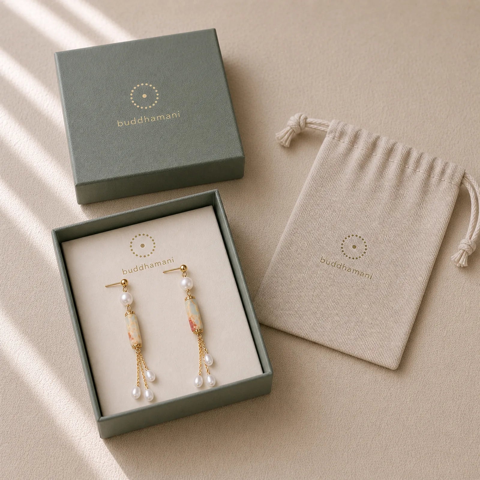 925 Sterling Silver Posts Shoushan Stone Pearl Healing Drop Earrings featuring Silver, Shoushan Stone, Pearl