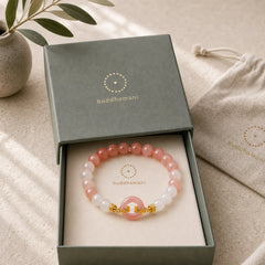 925 Sterling Silver Red Agate White Chalcedony Peace Buckle Confidence Bracelet featuring Silver, Red Agate, Chalcedony