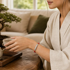 925 Sterling Silver Red String Layered Braid Bracelet featuring Silver, Red String