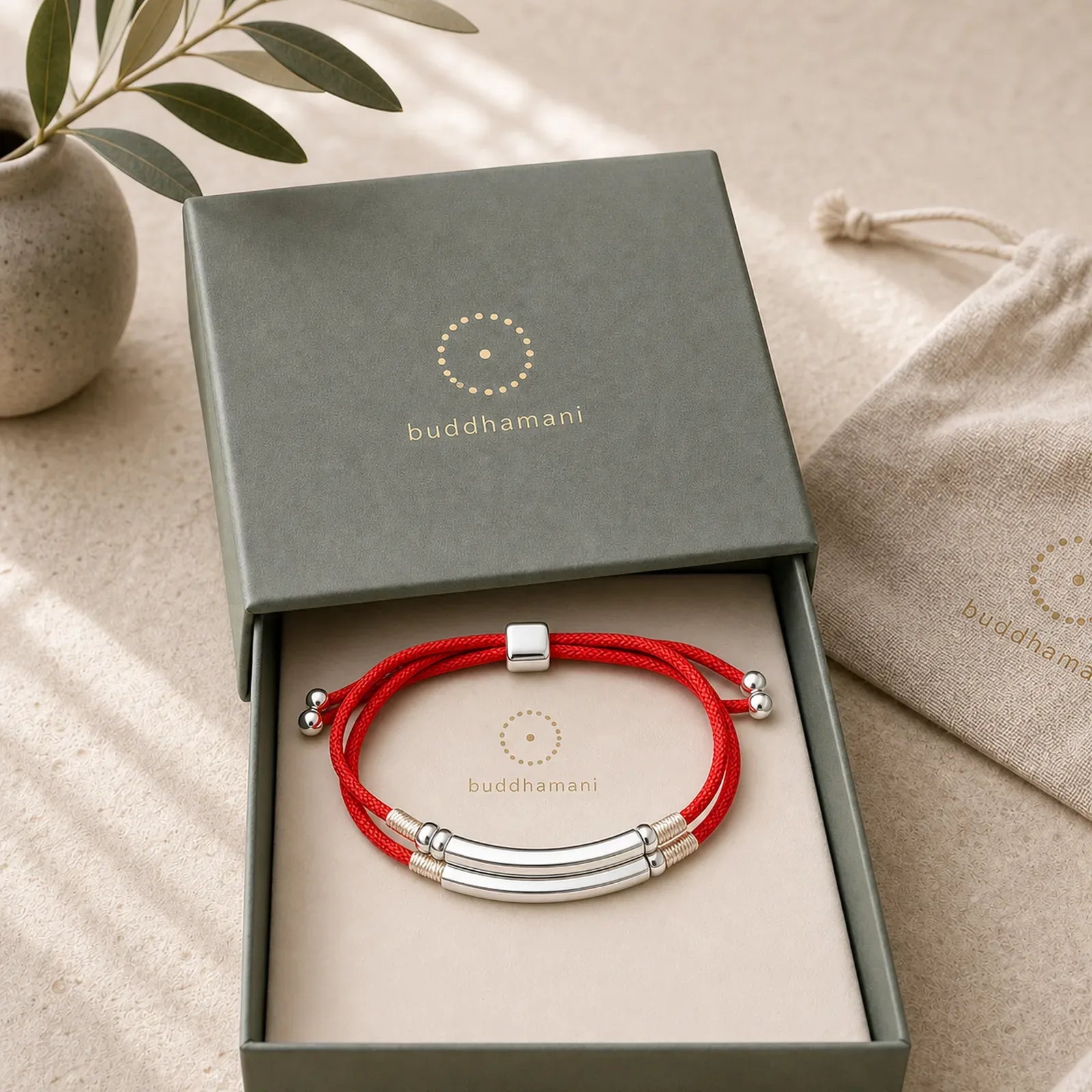 925 Sterling Silver Red String Layered Braid Bracelet featuring Silver, Red String
