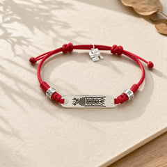925 Sterling Silver Red String Luck Strength Braid Bracelet featuring Silver, Red String