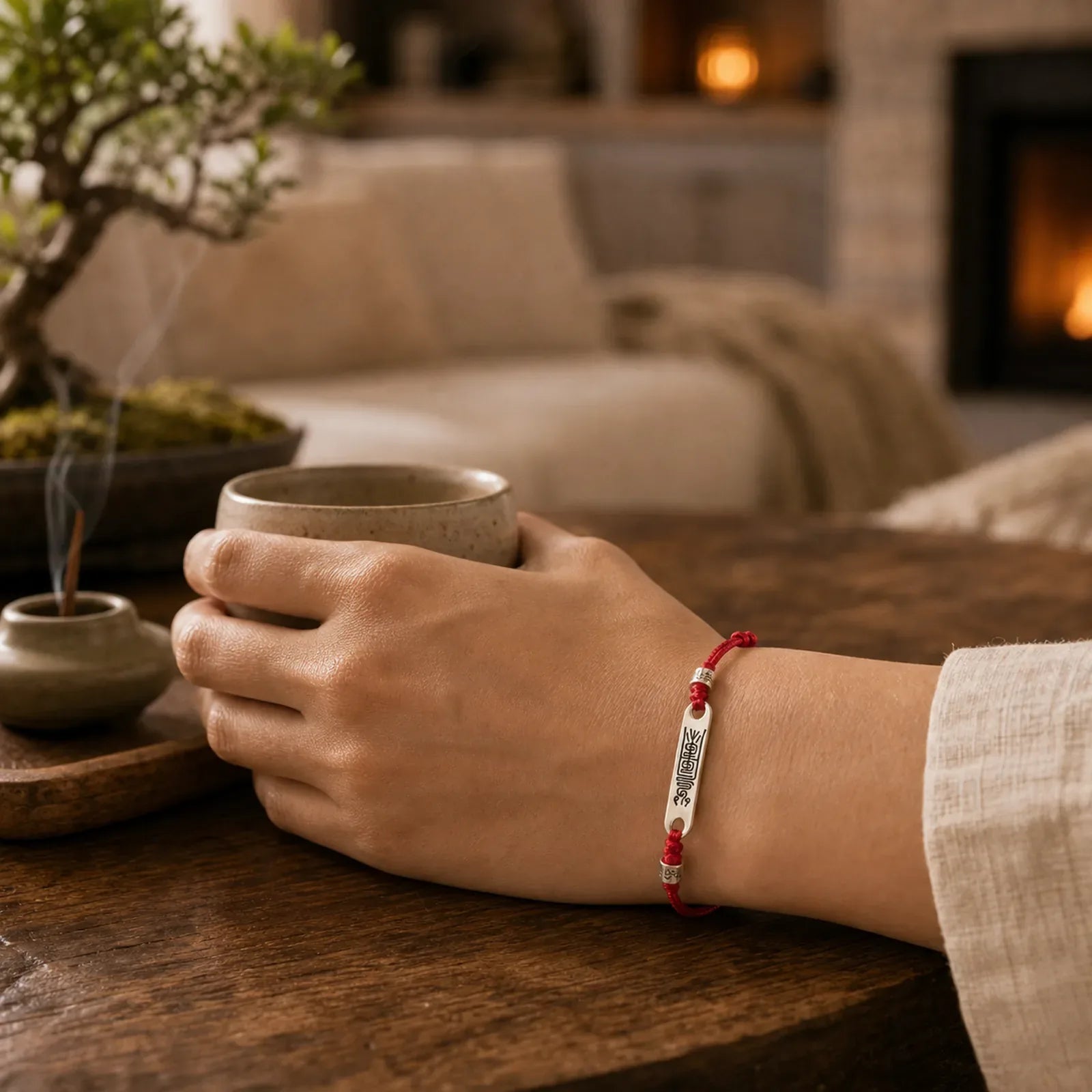 925 Sterling Silver Red String Luck Strength Braid Bracelet featuring Silver, Red String