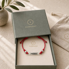 925 Sterling Silver Red String Luck Strength Braid Bracelet featuring Silver, Red String