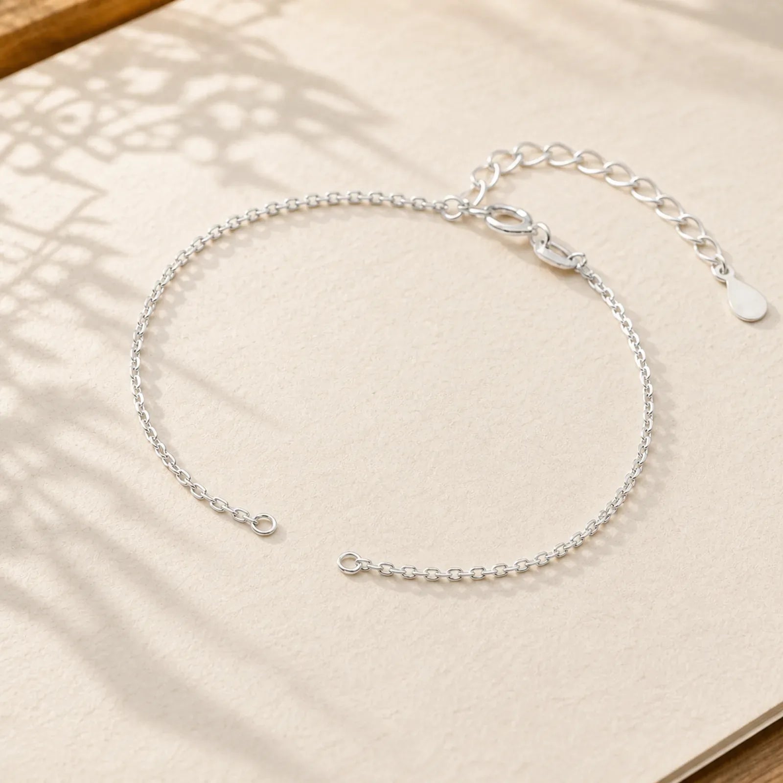 925 Sterling Silver Semi-finished Chain Blessing Bracelet featuring Silver