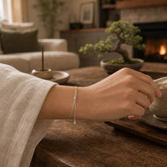 925 Sterling Silver Semi-finished Chain Blessing Bracelet featuring Silver