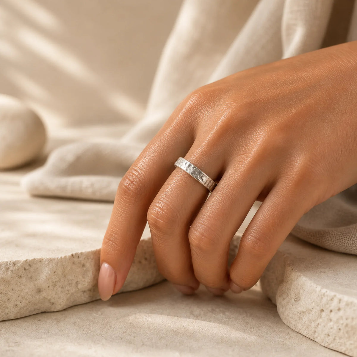 925 Sterling Silver Simple Design Blessing Couple Ring featuring Silver