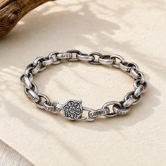 925 Sterling Silver Six True Words Wisdom Calm Bracelet (Extra 30% Off | USE CODE: FS30) featuring Silver, Om, Six True Words (Om Mani Padme Hum)