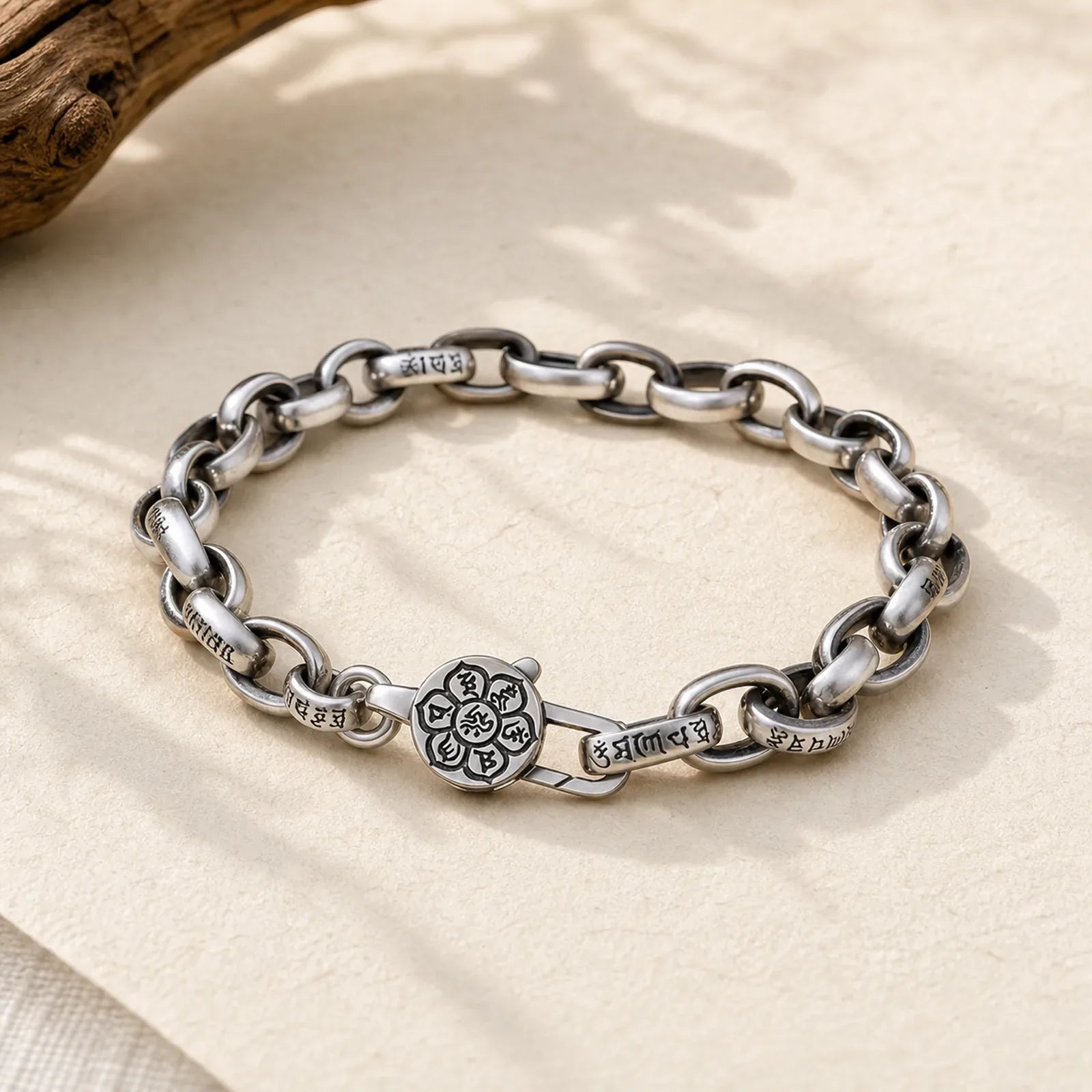 925 Sterling Silver Six True Words Wisdom Calm Bracelet (Extra 30% Off | USE CODE: FS30) featuring Silver, Om, Six True Words (Om Mani Padme Hum)