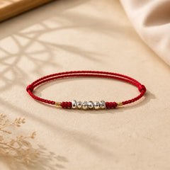 925 Sterling Silver String Protection Luck Ultra-Thin Braided Bracelet Anklet featuring Silver, Red String