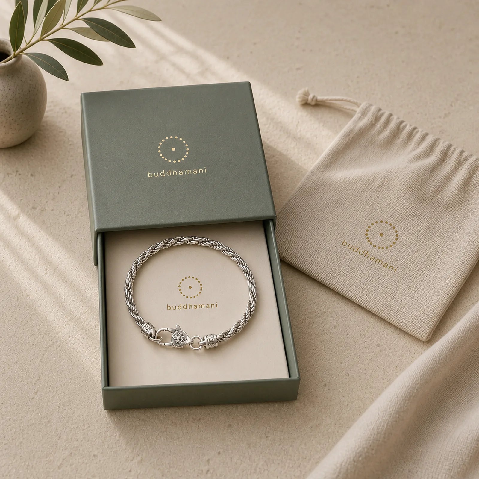 925 Sterling Silver Tibet Om Mani Padme Hum Double Dorje Vajra Twisted Design Peace Love Bracelet featuring Silver, Om Mani Padme Hum, Om