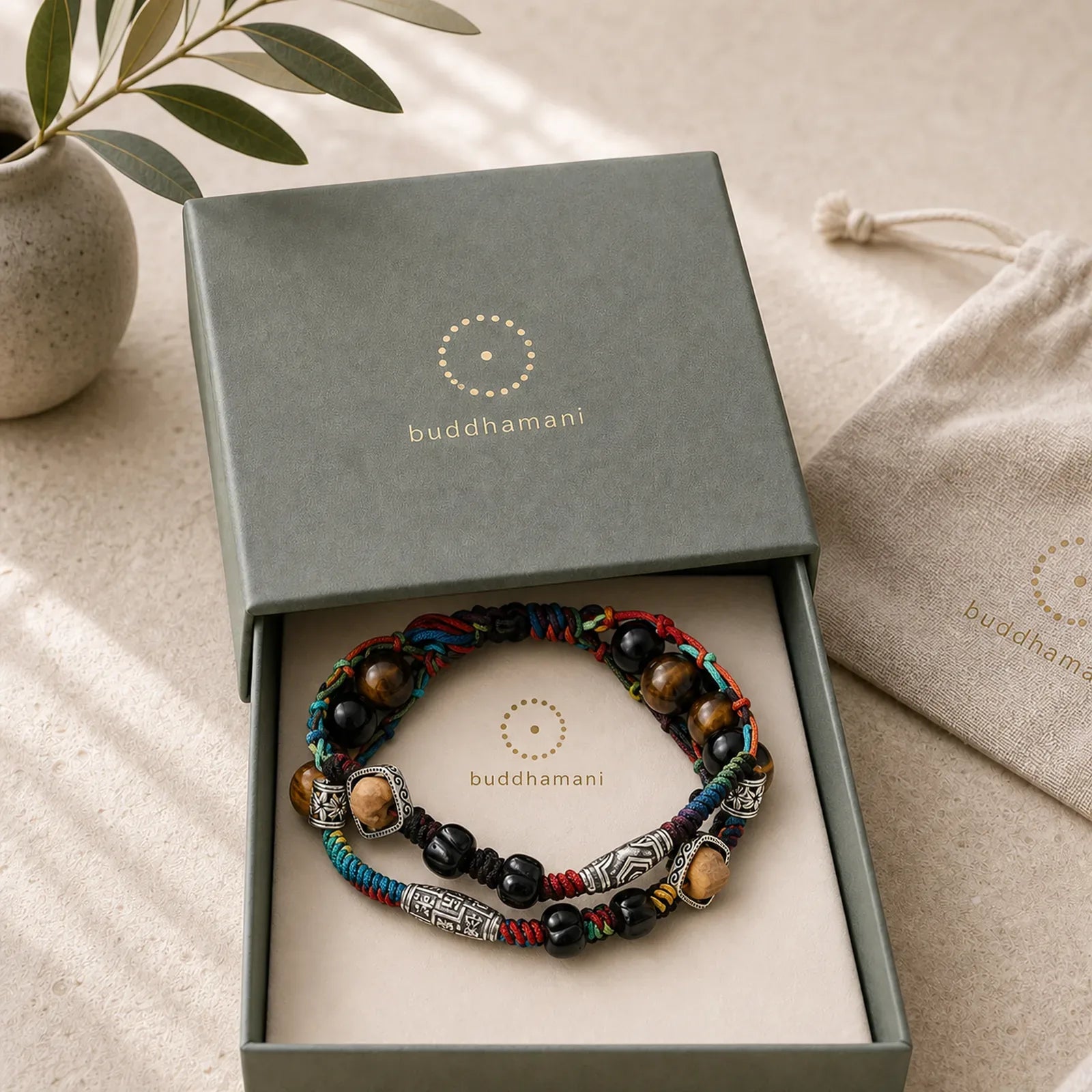 925 Sterling Silver Tiger's Eye Bodhi Seed Handmade Courage Bracelet featuring Silver, Tiger Eye, Bodhi Seed