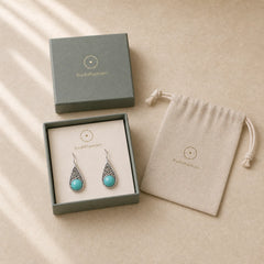 925 Sterling Silver Turquoise Beaded Pattern Protection Drop Dangle Earrings featuring Silver, Turquoise