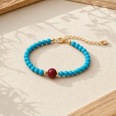 925 Sterling Silver Turquoise Cinnabar Purification Bracelet featuring Silver, Turquoise, Cinnabar