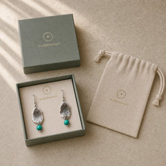 925 Sterling Silver Turquoise Lotus Leaf Protection Drop Dangle Earrings featuring Silver, Turquoise, Lotus