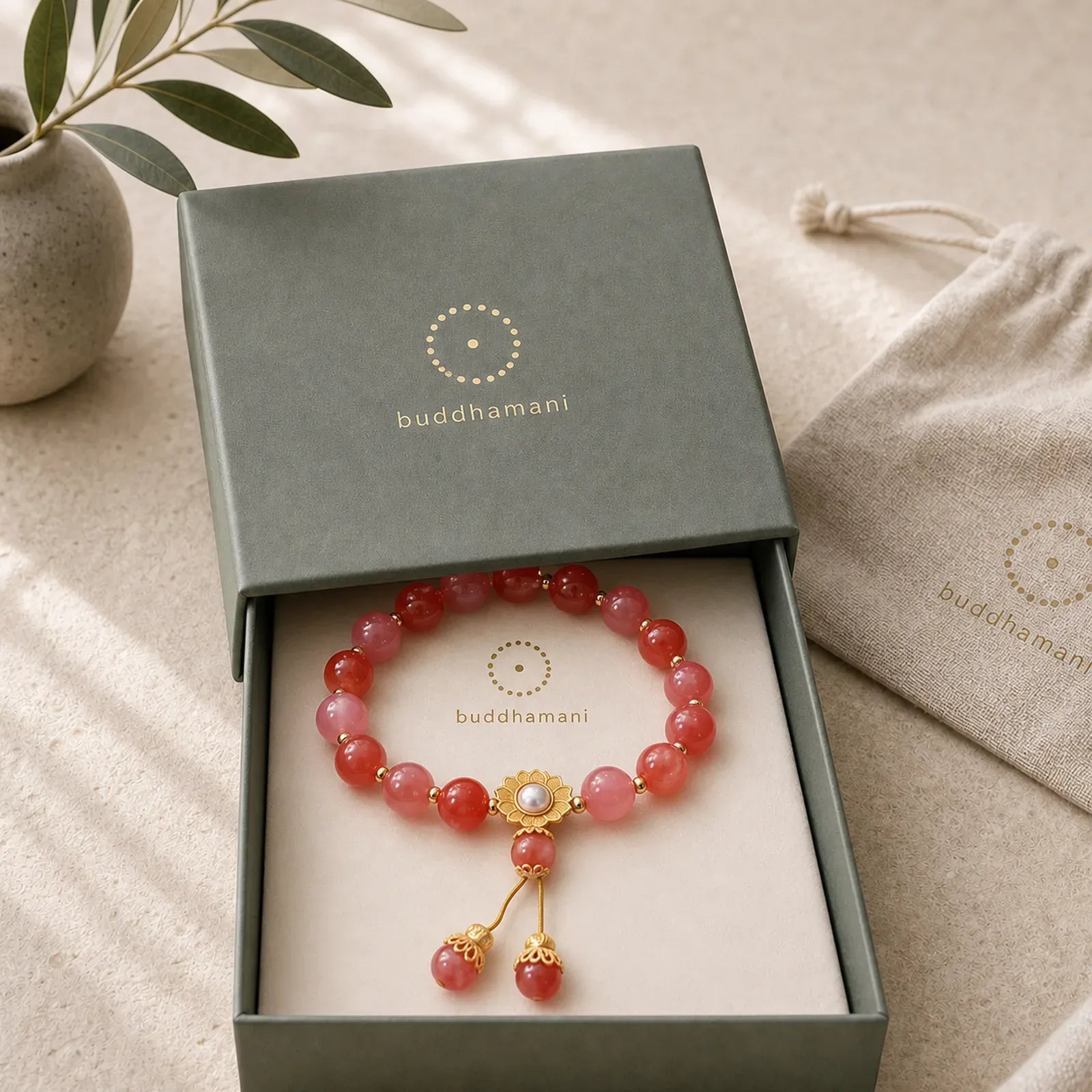 925 Sterling Silver Yanyuan Agate Lotus Flower Enlightenment Bracelet featuring Silver, Yanyuan Agate, Lotus