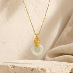 925 Sterling Silver Year Of The Dragon Natural Hetian Jade Luck Strength Necklace Pendant (Extra 40% Off | USE CODE: FS40) featuring Silver, Dragon, Jade