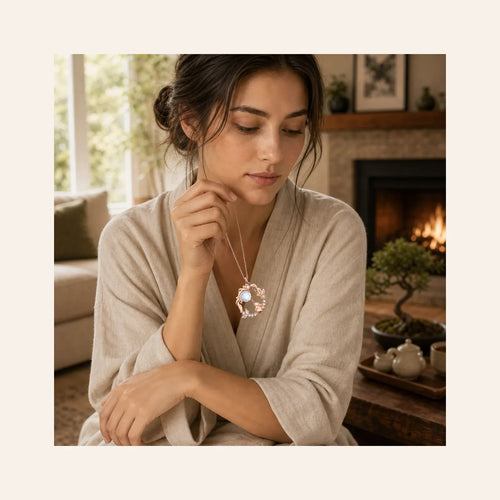 925 Sterling Silver Year of the Rabbit Moonstone Moon Flower Pattern Necklace Pendant Bracelet Earrings featuring Silver, Moonstone, Jade
