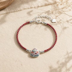 925 Sterling Silver Zongzi Pattern Luck Multicolored Handcrafted Bracelet featuring Silver, Five Elements, Dragon