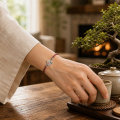 925 Sterling Silver Zongzi Pattern Luck Multicolored Handcrafted Bracelet featuring Silver, Five Elements, Dragon