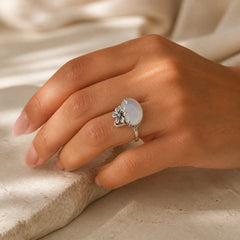 990 Sterling Silver Natural Chalcedony Plum Positive Harmony Ring featuring Silver, Chalcedony