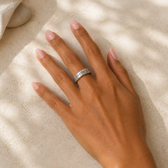 990 Sterling Silver Six True Words Om Mani Padme Hum Love Peace Ring (Extra 35% Off | USE CODE: FS35) featuring Silver, Om Mani Padme Hum, Om