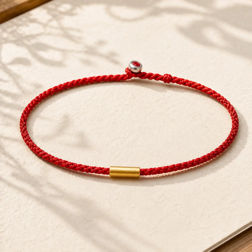 999 Gold Bead Handmade Four Thread Wishful Knots Braided Protection Bracelet (Extra 30% Off | USE CODE: FS30) featuring Red String, Silver