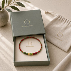 999 Gold Braided Colorful Red Green String Koi Fish Luck Bracelet Anklet featuring Koi Fish, Red String, Yin Yang Symbol