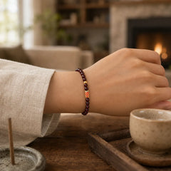 999 Gold Koi Fish Natural Garnet Protection Bracelet featuring Koi Fish, Garnet, Yin Yang Symbol