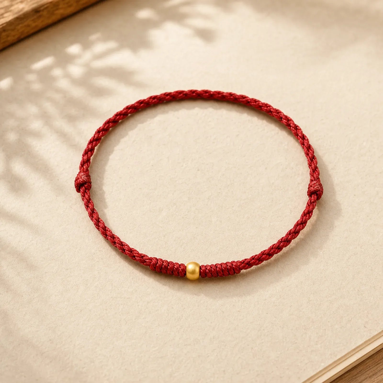 999 Gold One Mini Bead Design Handmade Strength Braided Rope Bracelet Anklet featuring Red String