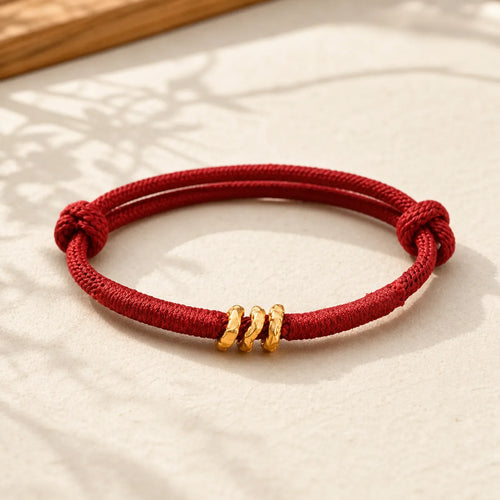 999 Gold Ring Design Handmade Luck Braided Red Rope Bracelet Anklet featuring Red String