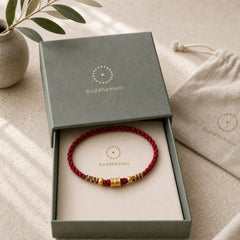 999 Gold Small Bucket Shape Design Handmade Luck Braided Rope Bracelet Anklet featuring Red String