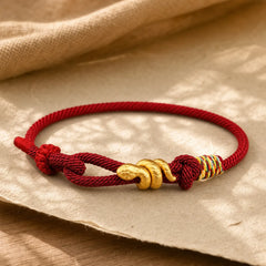 999 Gold Year of the Snake Design Handmade Luck Protection Rope Braided Bracelet (Extra 30% Off | USE CODE: FS30) featuring Red String
