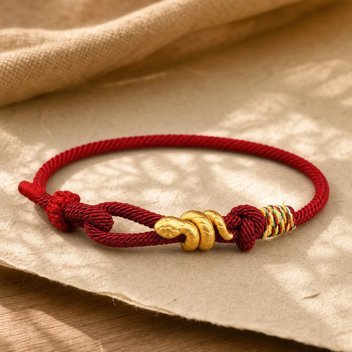 999 Gold Year of the Snake Design Handmade Luck Protection Rope Braided Bracelet (Extra 30% Off | USE CODE: FS30) featuring Red String