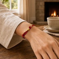 999 Gold Year of the Snake Design Handmade Luck Protection Rope Braided Bracelet (Extra 30% Off | USE CODE: FS30) featuring Red String