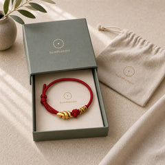 999 Gold Year of the Snake Design Handmade Luck Protection Rope Braided Bracelet featuring Red String