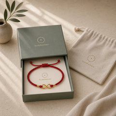 999 Gold Year of the Snake Eternal Endless Knot Infinity Handmade Luck Bracelet featuring Red String