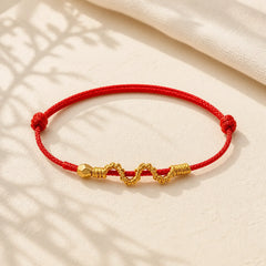 999 Gold Year of the Snake Handmade Luck Strength Braided Bracelet Anklet featuring Red String