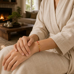 999 Gold Year of the Snake Handmade Luck Strength Braided Bracelet Anklet featuring Red String