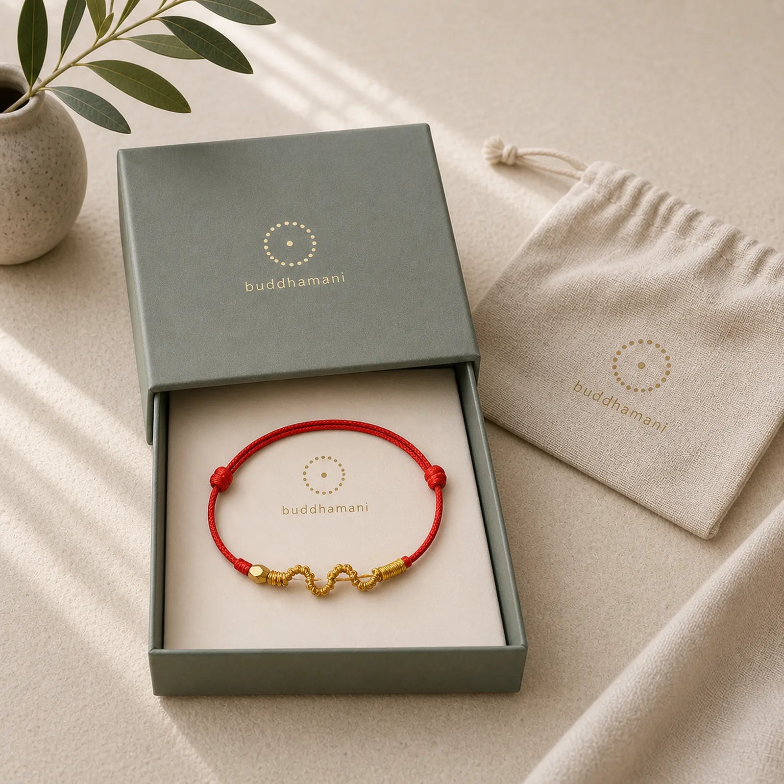 999 Gold Year of the Snake Handmade Luck Strength Braided Bracelet Anklet featuring Red String