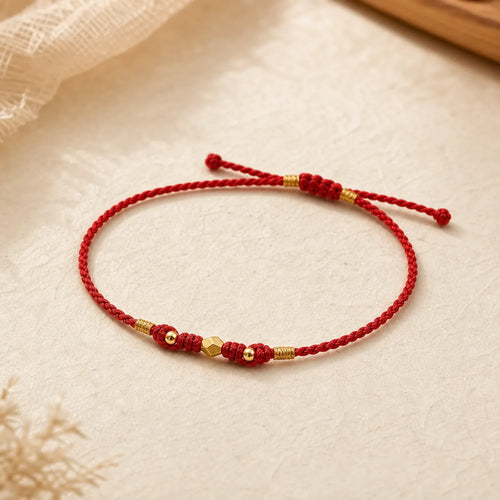 999 Gold Year of the Snake Mini Gold Bead Handmade Luck Protection Braided Bracelet (Extra 30% Off | USE CODE: FS30) featuring Red String