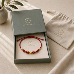 999 Gold Year of the Snake Mini Gold Bead Handmade Luck Protection Braided Bracelet featuring Red String